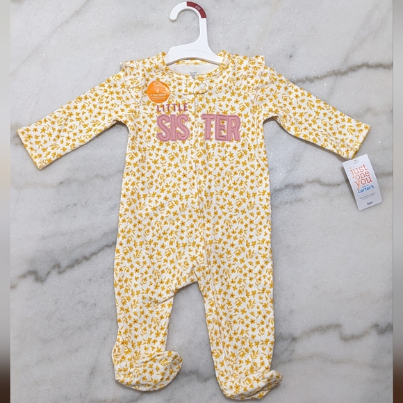 Carter's Just One You Little Sister Footed Pajamas - Size 6M - Picture 1 of 3